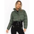 thumbnail image 5 of Women' S Cropped Quilted Puffer Jacket Outerwear Coats Army Green S, 5 of 7