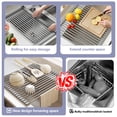 thumbnail image 5 of ReLuien Roll Up Dish Drying Rack, 16.5" x 15.1" Foldable Stainless Steel Dish Drainer Mat,Multipurpose Roll Up Sink Drying Rack for Kitchen Sink, 5 of 8