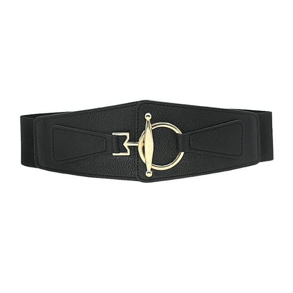 Hontri Belt in Sale, Women's Fashion Versatile Wide Belt Elastic Stretch Dress Belt Buckle Belts for Women Black