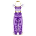 thumbnail image 2 of TiaoBug Kids Girls Arabian Princess Dress-up Sequins Jumpsuit Halloween Party Cosplay Costume Purple 12, 2 of 5