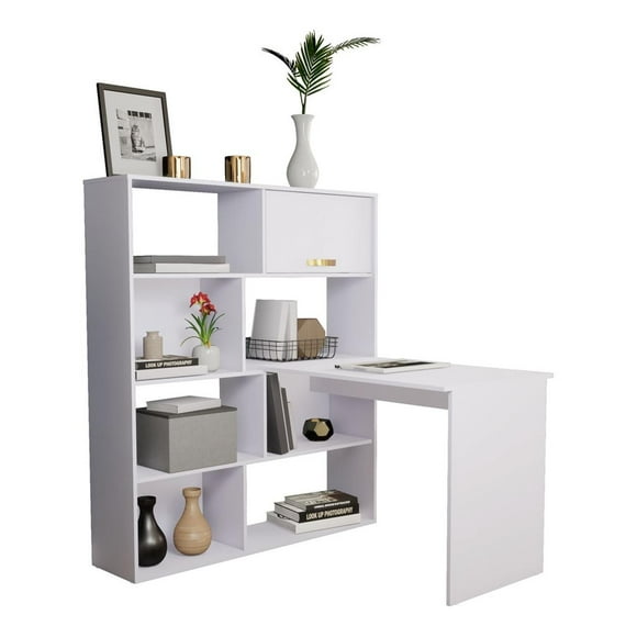 Escritorio Con Librero British Color Blanco blanco