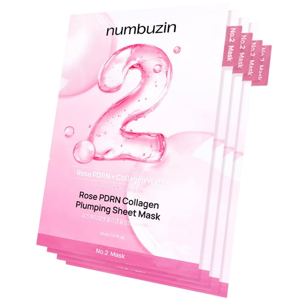 Máscara de sábana numbuzin No.2 Rose PDRN Collagen Plumping x4