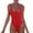 Red, variant on QHFBli Womens One Piece Retro U Back Swimsuits Tummy Control Padding Bathing Suit High Cut Swimwear