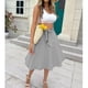 thumbnail image 2 of Falda midi de línea A con estampado de cuadros, cinturón de cintura, falda midi elegante de moda para mujer para fiesta, gris S, 2 of 7