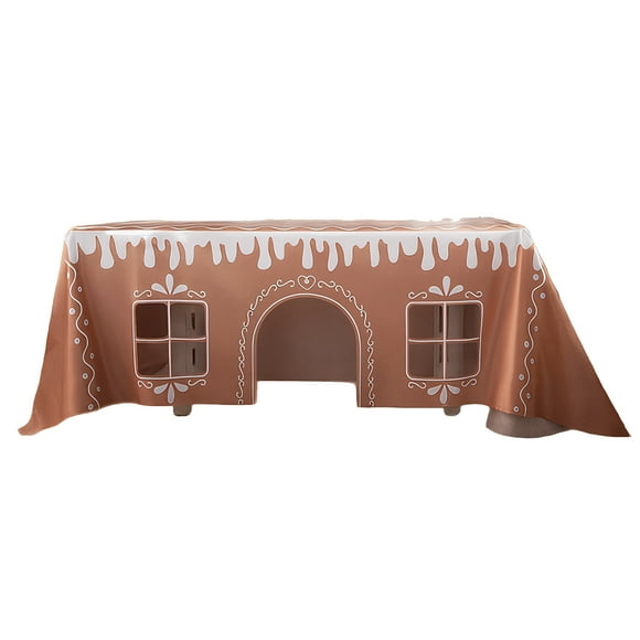 Wosthever La navideña se transforma con un mantel de casitas de jengibre y un cubremesa con motivos navideños. Mostrada 150×180 cm
