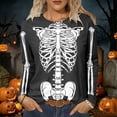thumbnail image 2 of Womens Halloween Shirt Skeleton Print Long Sleeve Soft Crew Neck Womens Casual Tops, 2 of 4