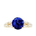 thumbnail image 5 of Rosec Jewels Certified Lab Grown Blue Sapphire Engagement Ring - 8 mm - AAAA Grade Blue Sapphire Diamond Ring - with Jewelry Box, 10K Yellow Gold, US 5.50, 5 of 9