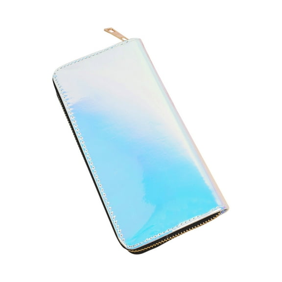 Premium Holographic Smooth Vegan Leather Continental Zip Around Wallet