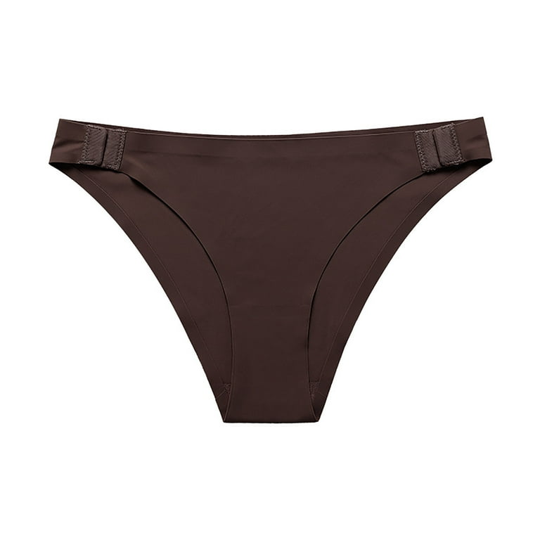 HUPOM Seamless Underwear For Women Womens Silk Panties Medium waist Elastic  Waist Solid Thong Black One Size 