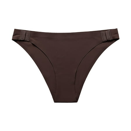 BYOIMUD Women s Thong Panty For Yoga Seamless No Show Panties Moisture Wicking Cute Clothes Fashion Gift for Women 2023 Brown S