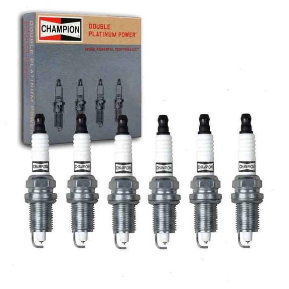 6 pc Champion Double Platinum Spark Plugs compatible with Toyota Highlander 3.3L V6 2004-2010