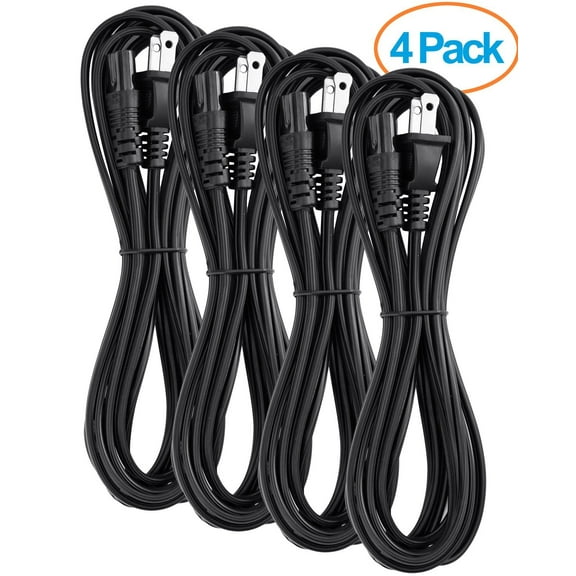 OMNIHIL 10 Feet Slot Power Cord 2 Prong Figure 8 Power Cord Non Polarized Power Cable - 4 Pack