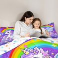 thumbnail image 4 of Erosebridal Cartoon Animal Unicorn Bedding Twin Size,Rainbow Stars Print Bed Set,Dreamy Purple Bedding Sets Twin Size,Super Cozy Room Decorative Reversible,7pcs, 4 of 7