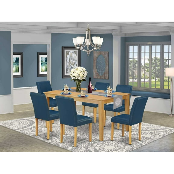 East West Furniture Dining Room Set Oak, CAAB7-OAK-55
