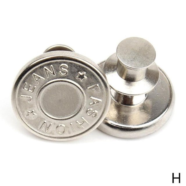 5pcs Retractable Jeans Button Adjustable Removable Stapleless Metal Buttons UK V4Q1