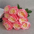 thumbnail image 2 of Matsuzay Ramo de rosas artificiales de 10 cabezas, decoración de simulación, centro de de oficina en casa, rosa falsa Flores artificiales Rosa claro Matsuzay HA7033-04B, 2 of 5