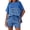 Blue, variant on 2 Pcs Women Striped Outfits Oversized Batwing Short Sleeve Tops High Waisted Shorts Summer Knit Lounge Short Sets