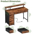 thumbnail image 5 of Eunos 39.4 inch Computer Desk Gaming Desk with Power Outlets & LED Light and 4 Tiers 6 Drawers for Home Office, Wood Grain Print, 5 of 8
