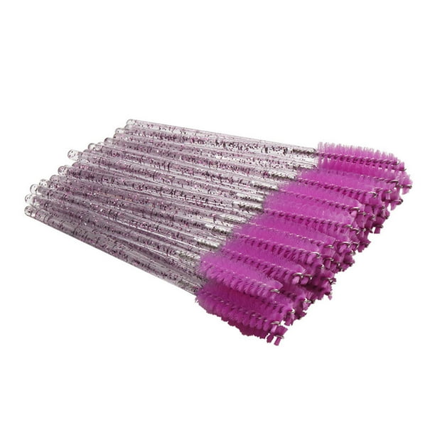 Vogacara 50 piezas de cepillo de pestañas, varitas de cerdas dulces para el Día de San Valentín, pinzas para cejas, herramienta de Pinceles de maquillaje y herramientas Varilla de cristal/Púrpura-r