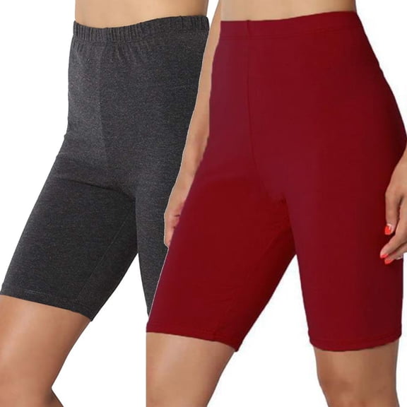 cfhntfmh 2 Pack Womens Biker Shorts High Waisted Yoga Shorts for Women Athletic Shorts for Running Gym and Workout