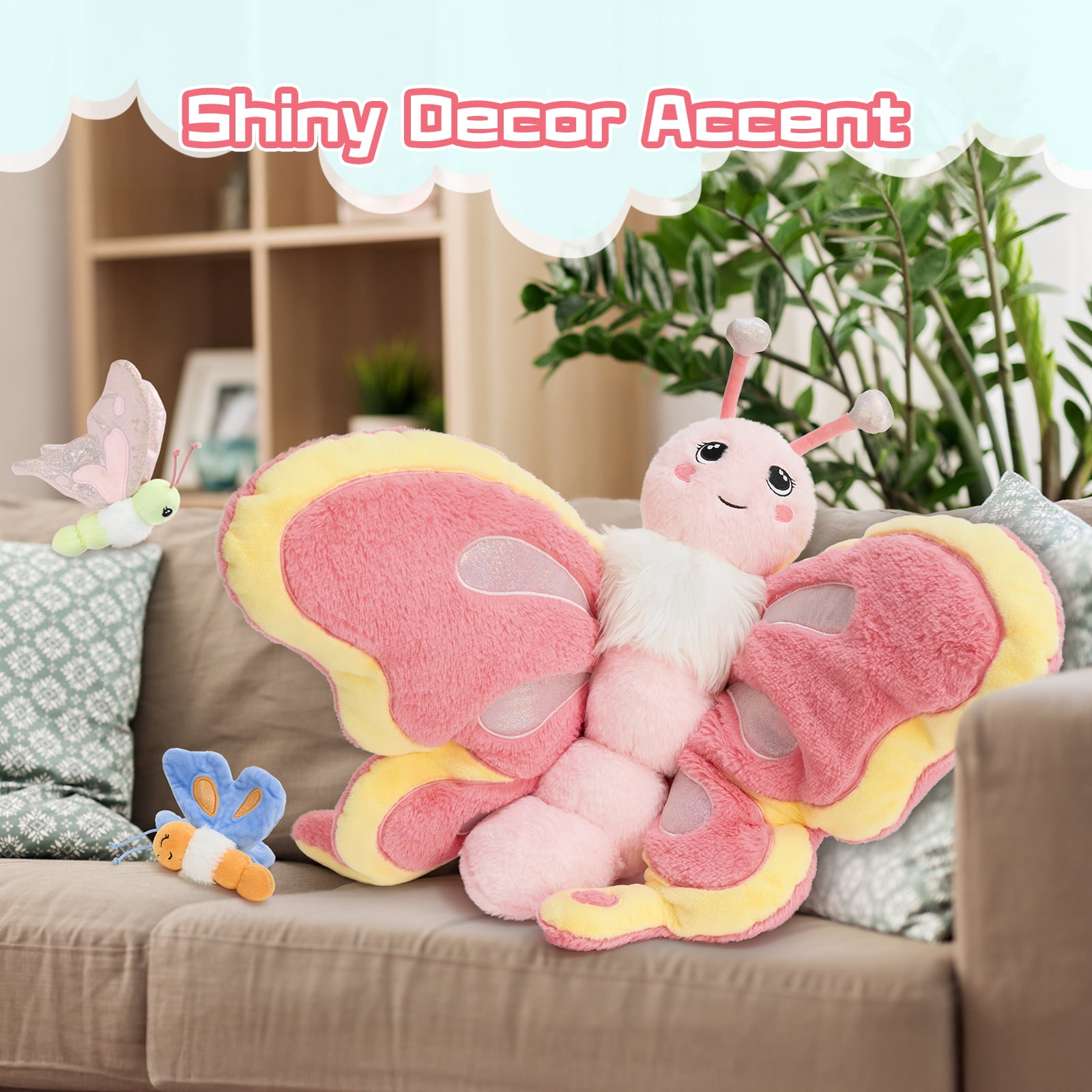 MorisMos Butterfly Stuffed Animal Set,Stuffed Butterfly with 3 Baby Plush Toys