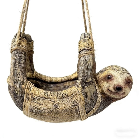 Whimsical Sloth Resin Bird Feeder with Rust-Resistant Mesh Tray, Garden Decor, Easy to Hang & Clean, Perfect for Bird Watching and Outdoor Gift