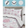 thumbnail image 4 of Quilts Twin Size Bedding Set, Pink Blue Coastal Lightweight Quilted Comforter, Summer Beach Coral Sea Turtle Starfish Soft Reversible Bedspread Coverlet with Pillow Covers for All Season, 68" x 86", 4 of 7