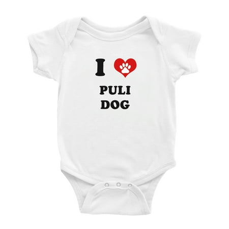 

I Heart Puli Dog Funny Baby Jumpsuits Newborn Clothes (White 0-3 Months)