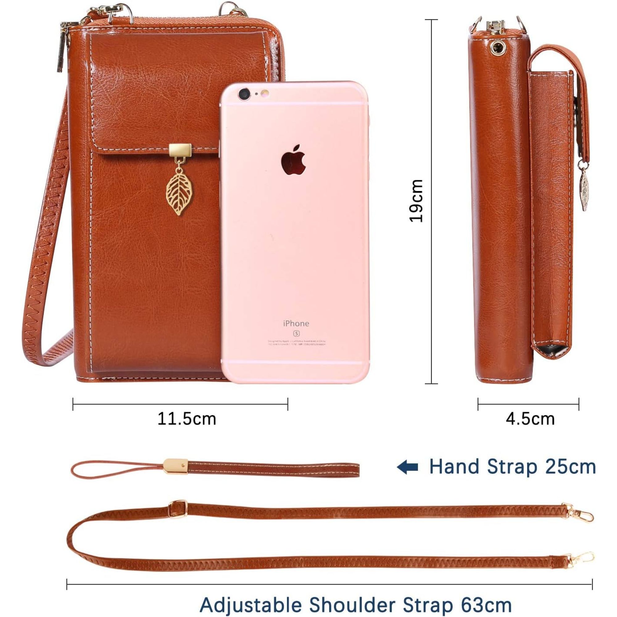 SQDWYGG Small Crossbody Phone Bags for Women Leather Cell Phone Purse Wallet,A-brown