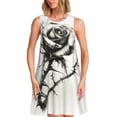 thumbnail image 1 of Disketp Black And White Rose para Vestido sin Mangas para Mujeres, Vestidos de Verano para Mujeres, Casual y Holgado para la Playa, 1 of 7