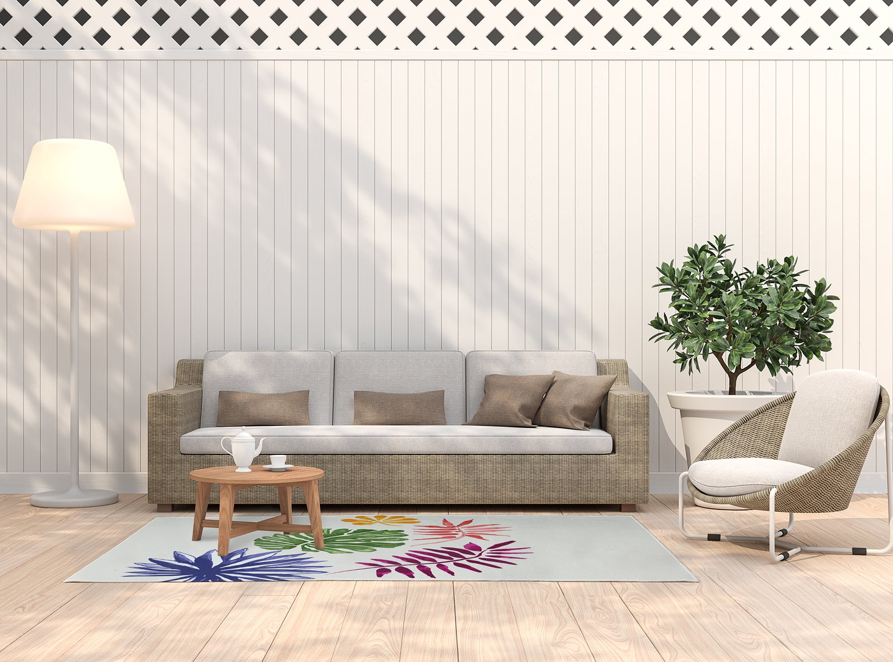 Simply Daisy 5' x 7' Multi Brambles Spring Chenille Indoor/Outdoor Rug