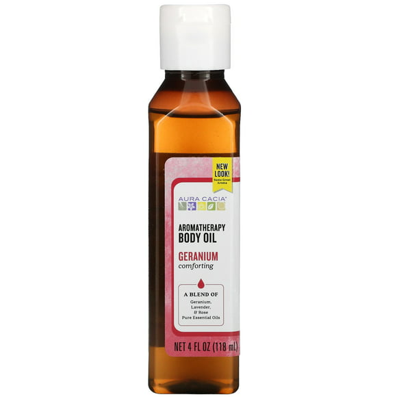 Aura Cacia Aromatherapy Body Oil, Comforting Geranium, 4 fl oz (118 ml)