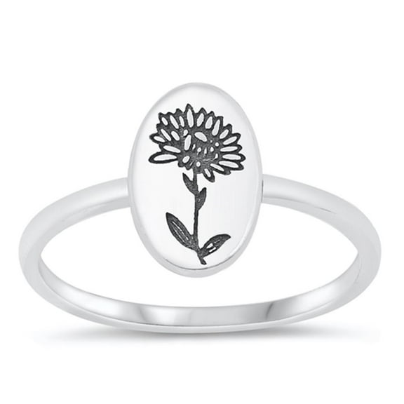 Oxidized Flower Daisy Ring .925 Sterling Silver Band Jewelry Female Male Unisex Size 10