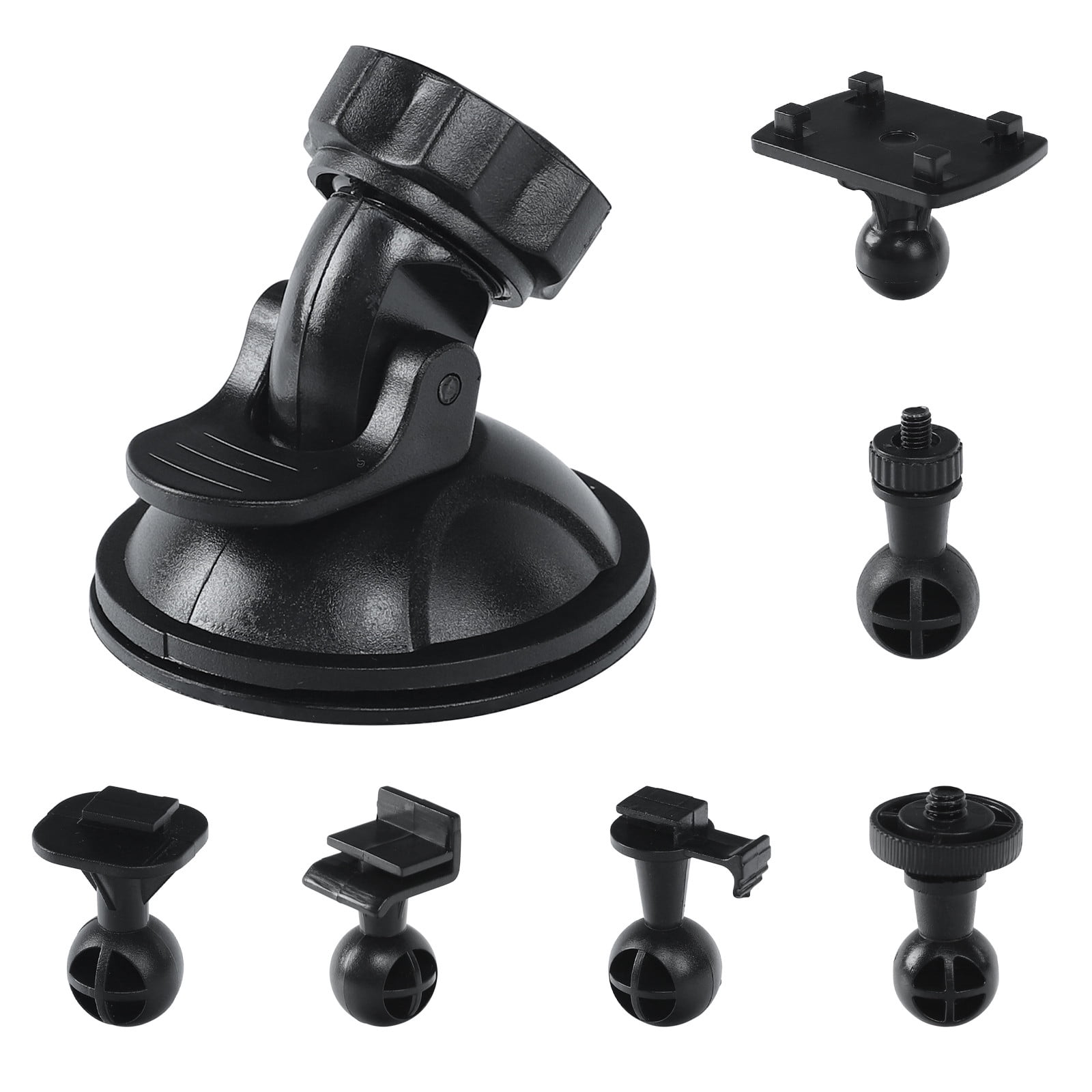 Dash Cam Suction Mount, EDHITNR 6 Joints Universal Car DVR GPS Holder, Heavy Duty 360 Rotation Windshield Mount Bracket for Dash Cameras