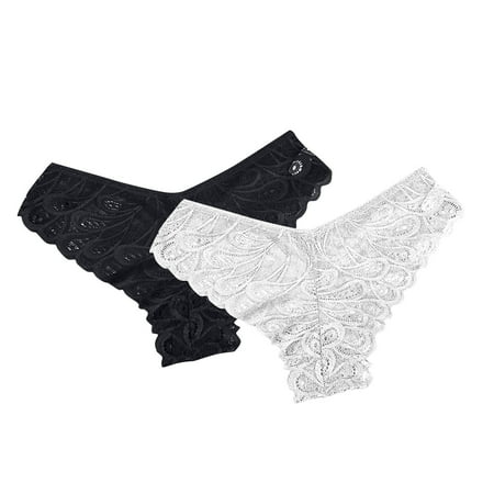 uublik Value 2-Pack  Women s Panties High Waist Breathable Briefs Soft Underpants Ladies Stretch Panties Lace Underwear White