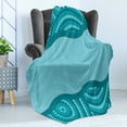 thumbnail image 4 of Seafoam Soft Flannel Fleece Blanket, Wavy Dotted Pattern with Australian Aboriginal Design Tribal Kakadu, Cozy Plush for Indoor and Outdoor Use, 60" x 80", Teal Seafoam Petrol Blue, by Ambesonne, 4 of 5