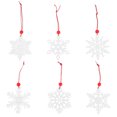 thumbnail image 1 of 6pcs Snowflake Ornament Hanging Wooden Snowflake Craft Christmas Tree Ornament, 1 of 8