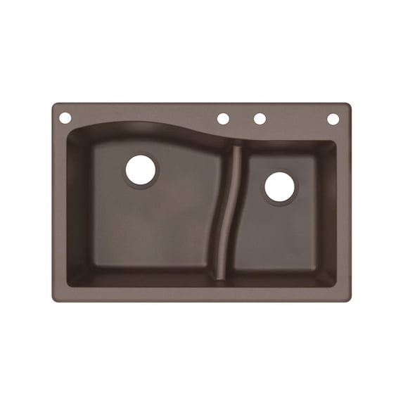 Transolid Aversa SilQ Granite 33-in. Drop-in Kitchen Sink with 4 BACE Faucet Holes in Espresso