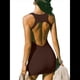 thumbnail image 3 of Vestido Mini Ajustado para Mujer, Sin Espalda, Informal, , de Verano, Acanalado. Marrón M, 3 of 10