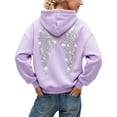 thumbnail image 2 of Angel Wings Hooded Sweatshirt for Women Embroidered Oversized Sparkly Long Sleeve Pullover Y2K Drawstring Hoodie with Pockets Light Purple XS-5XL, 2 of 6