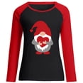 thumbnail image 6 of Brilliant Women's Valentine's Day Long Sleeve Round Neck Top Casual Raglan Color Contrast Panel Loose Dwarf Old Man Print Long Sleeve T-shirt Top Long Sleeve Blouse, 6 of 6