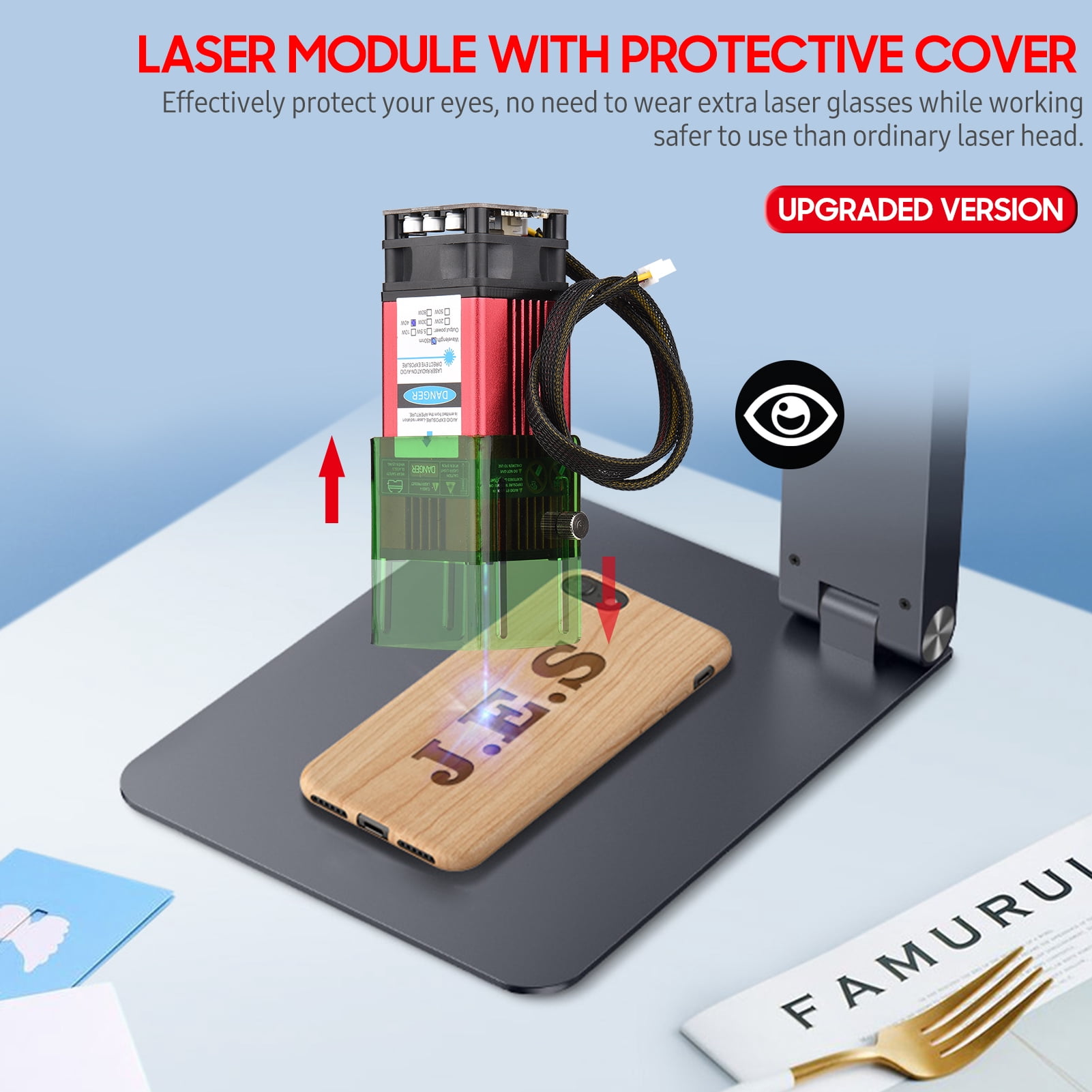 Engraving Module,Wood Leather Cover Speed 450nm 40w Router 40w Router Speed 40w 3d Router Diy Speed Diy Speed 40w With Cover Diy Craft Leather Fabric Paper 40w 40mm Cover Head Printer Router