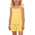 thumbnail image 3 of Tranfacy Girls 4-15Y Summer Solid Thin Spaghetti Strap Tank Top Shorts Casual Round Neck Matching Suits, 3 of 5