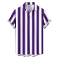 thumbnail image 4 of Aobny Shirt for Men Striped Hawaiian Button Down Tees Polos Big & Tall Collared Short Sleeve Mens Beach Shirts,Purple,XL, 4 of 7