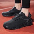 thumbnail image 2 of Mens Shoes,Fashionable Athletic Footwear for Spring and Seasons Lightweight Flat Sole Design Lace-Up Casual Sports Shoes,Shoes for Men,Black,10, 2 of 9