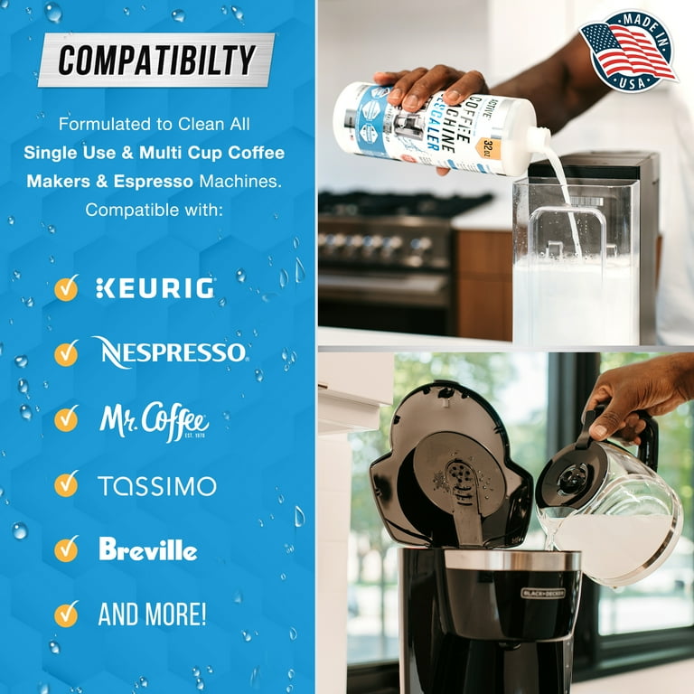 Coffee Machine Descaler Descaling Solution 32oz 8 Uses Compatible with Keurig Nespresso Breville Delonghi Jura Ninja