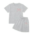 thumbnail image 4 of TOOYOU Girls Summer Outfit Sets Fashion Letter Print Casual Loose Short Sleeve Suit Girls School Uniform Sets Size 9-10 Years Grey, 4 of 4