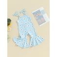 thumbnail image 2 of Bagilaanoe Toddler Baby Girl Summer Jumpsuit Sleeveless Daisy Print Romper Overalls 6M 12M 18M 24M 3T 4T Kids Flared Pants Summer Clothes, 2 of 6