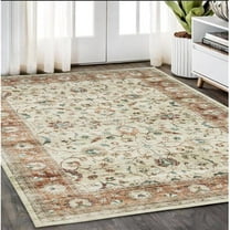 HomeRoots 574703 5 x 7 ft. Oriental Distressed Rectangle Area Rug, Ivory & Rust