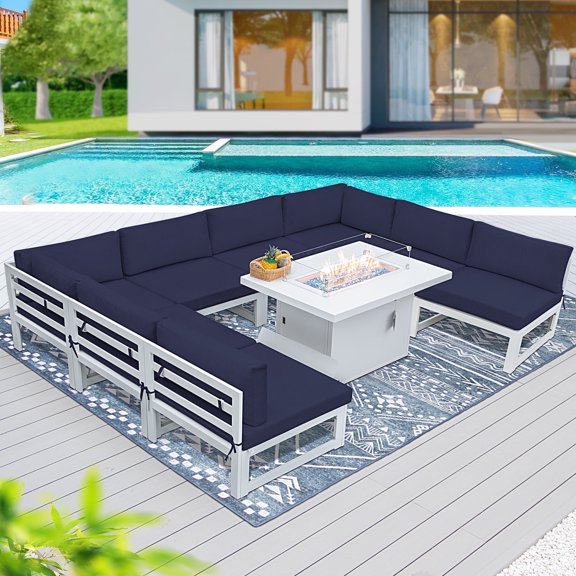 RADIATA Navy Blue Sectional Cushions Set, Water, and UV Resistant Durable, 9 Pieces